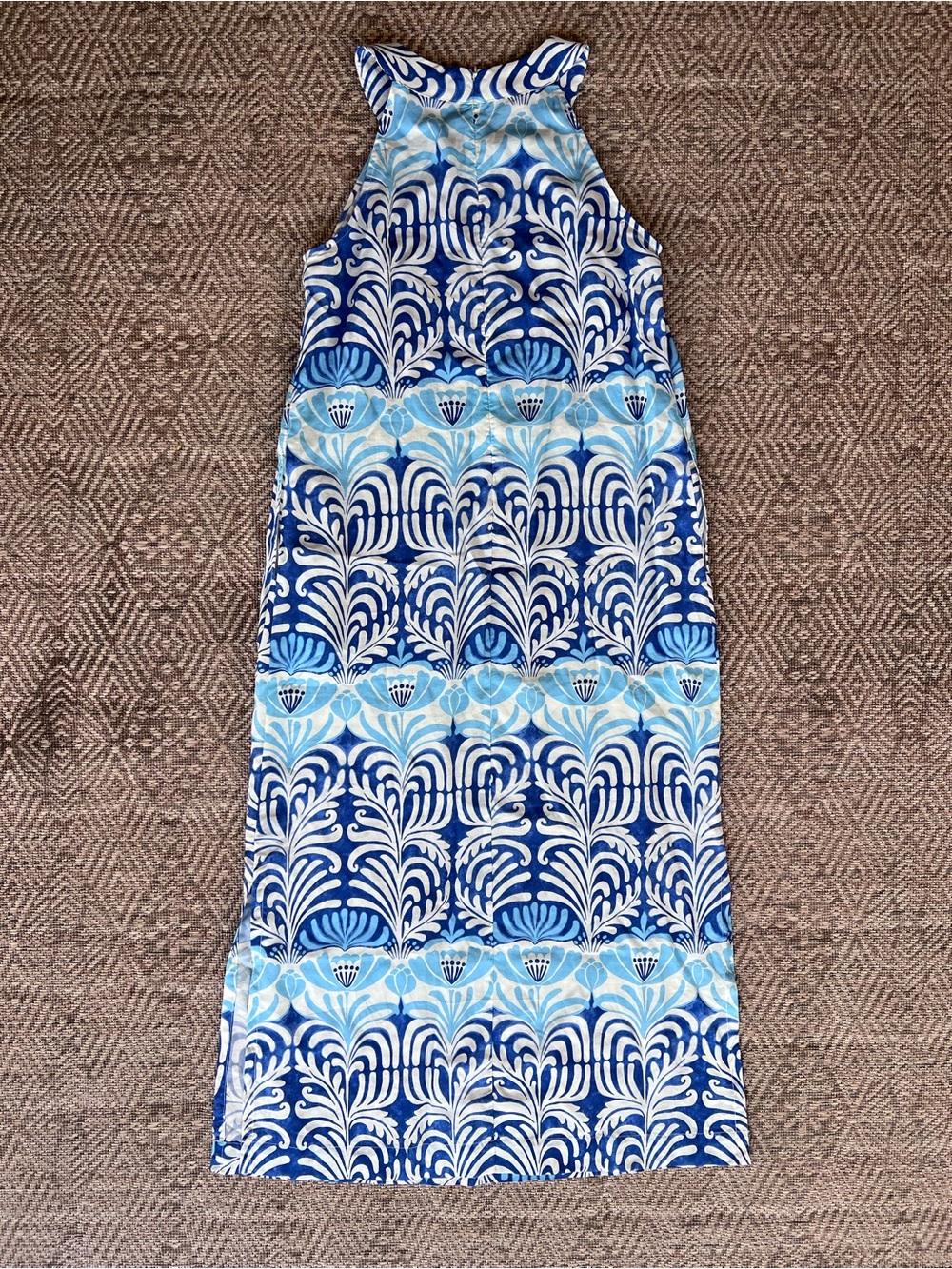 J. McLaughlin Blue White Floral Print Sleeveless Edie Maxi Dress M - Picture 3 of 7